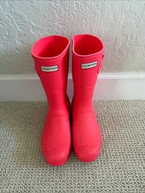 Hunter Neon Pink Mid-Calf Rain Boots